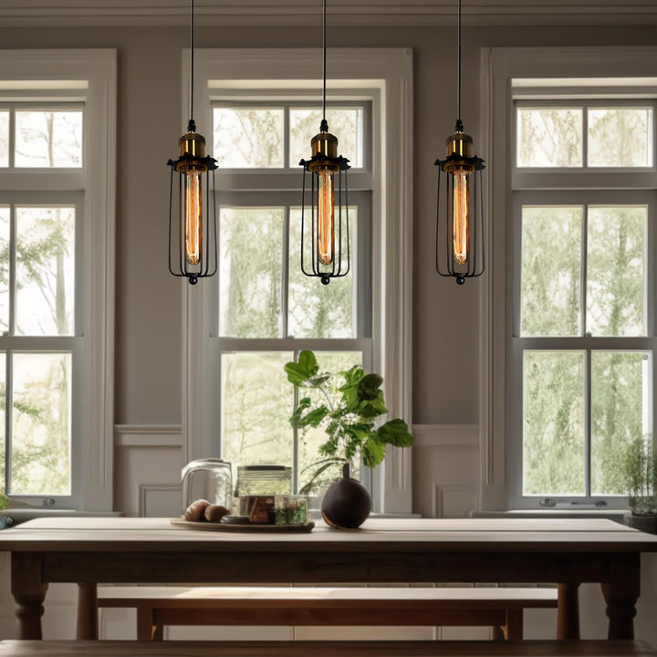 Skanto | Industriell Pendellampe i Retro Design – Vintage Hengelampe med Metallgitter