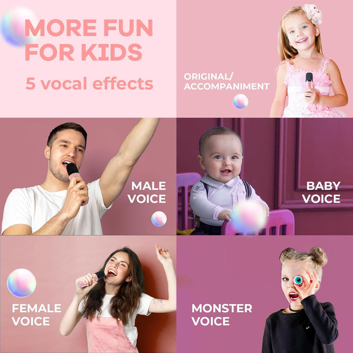 Skanto | Bærbar Mini Karaoke-maskin med Bluetooth-høyttaler og 2 trådløse mikrofoner – Veylo