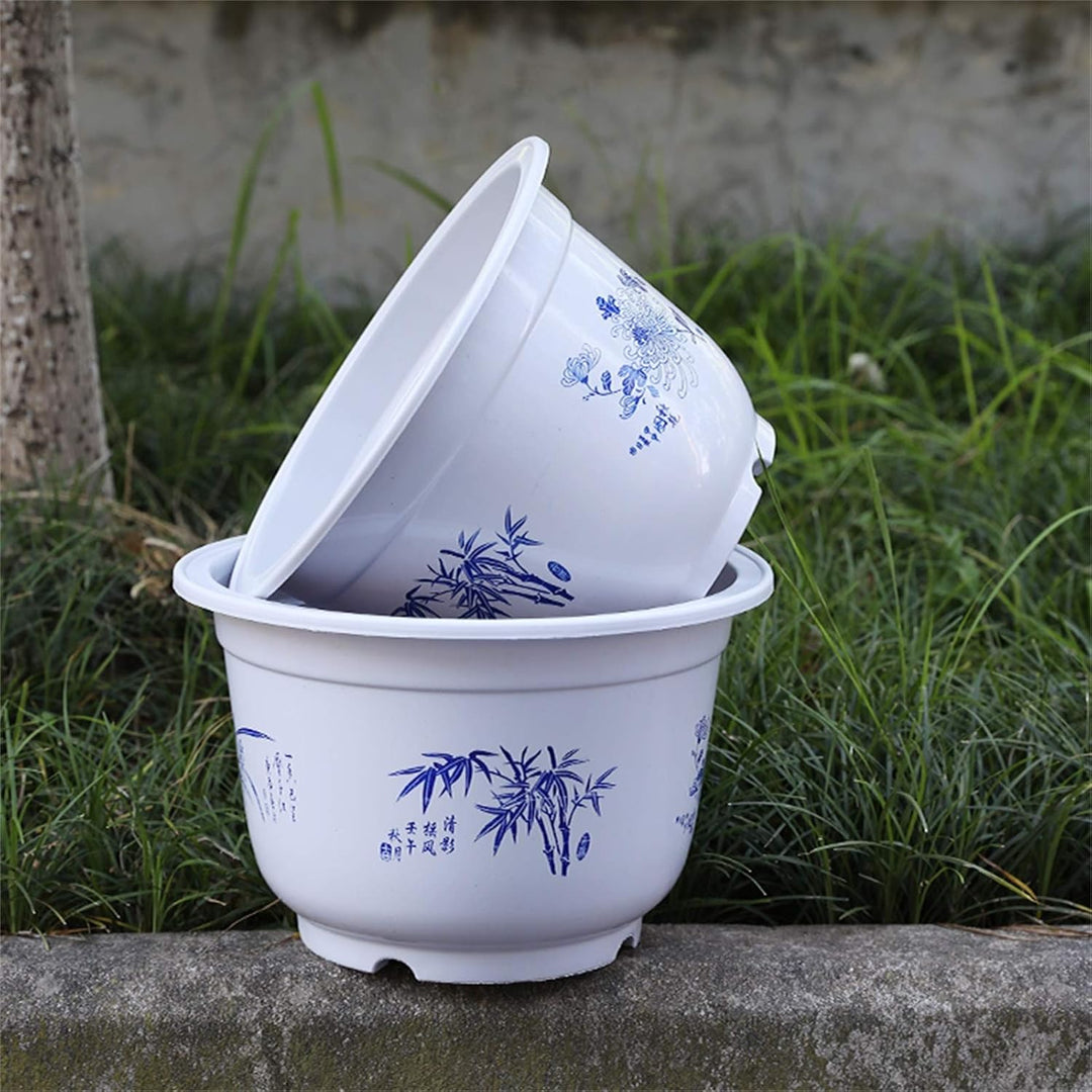 Skanto | Plastblomsterkrukke med bambusmotiv – Elegant planter for balkong og hage