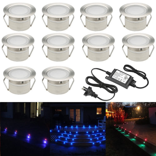 Skanto | Fvtled 10-Pack Rgb Led Utendørs Deck Lyskilder, Ip67 Vanntett, Lav Spenning For Hage & Terrasse