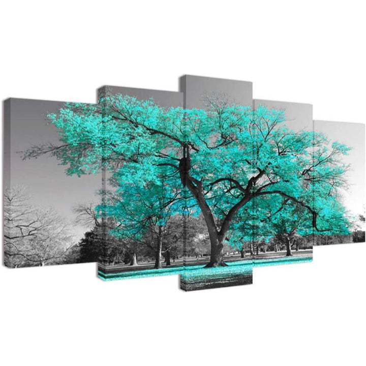 5-Piece Teal Green Canvas Wall Art Painting | Skanto