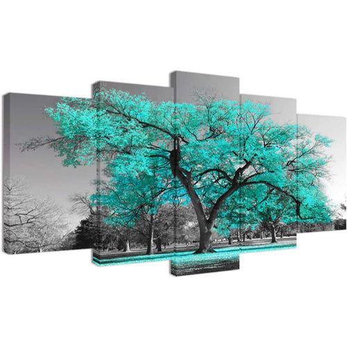 5-Piece Teal Green Canvas Wall Art Painting | Skanto