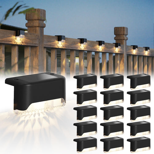 Skanto | 16 Pakke Solcelle Deck Lys - Vanntett Led Gjerde Lys For Hage, Terrasse, Trapp, Svart