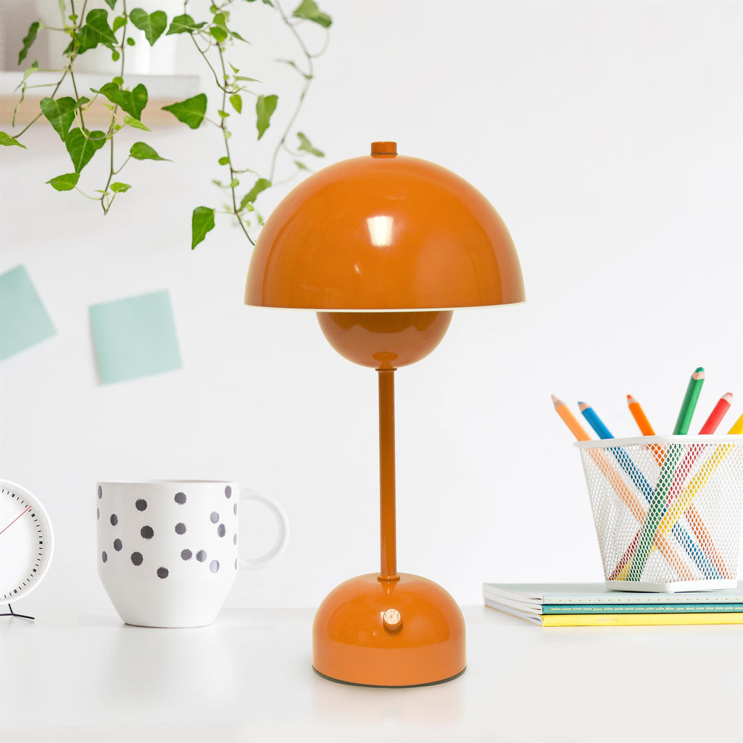 Skanto | Enkle design LED berøringslampe, 11.8" bærbar & oppladbar sopp i oransje