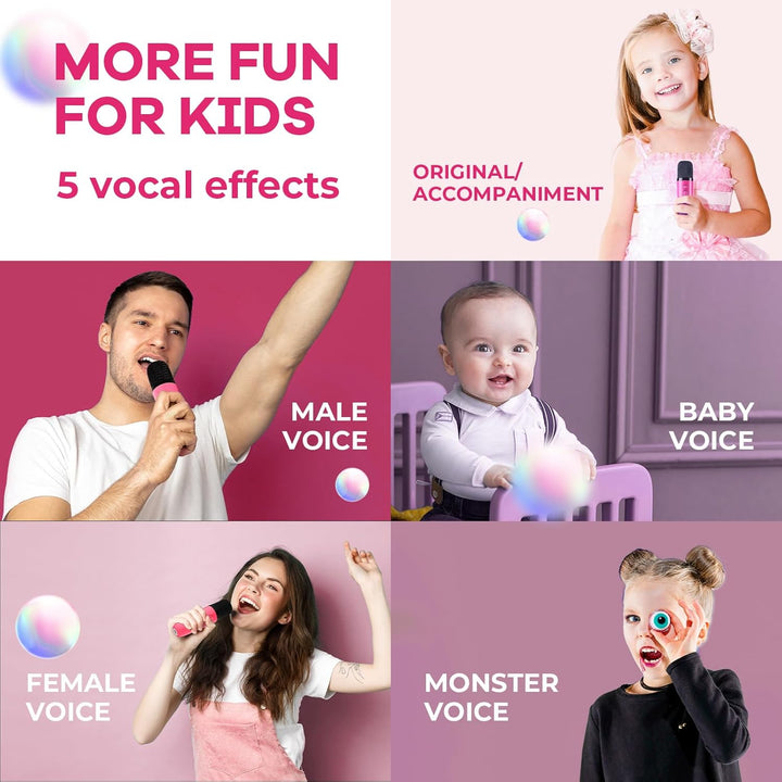 Skanto | Bærbar Mini Karaoke-maskin med Bluetooth-høyttaler og 2 trådløse mikrofoner – Veylo