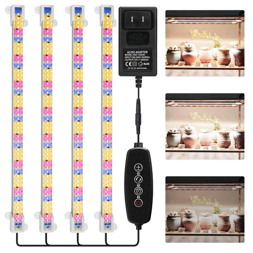 Skanto | Mosthink Vekstlys Full Spektrum, Led Vekstlys Striper For Innendørs Planter, Plante Lys Med Auto På Av Timer 3 6 12T, 40W Dimbar 5500K Plante Vekstlampe Med 204 Hvite Røde Blå Leds, 4 Pakker