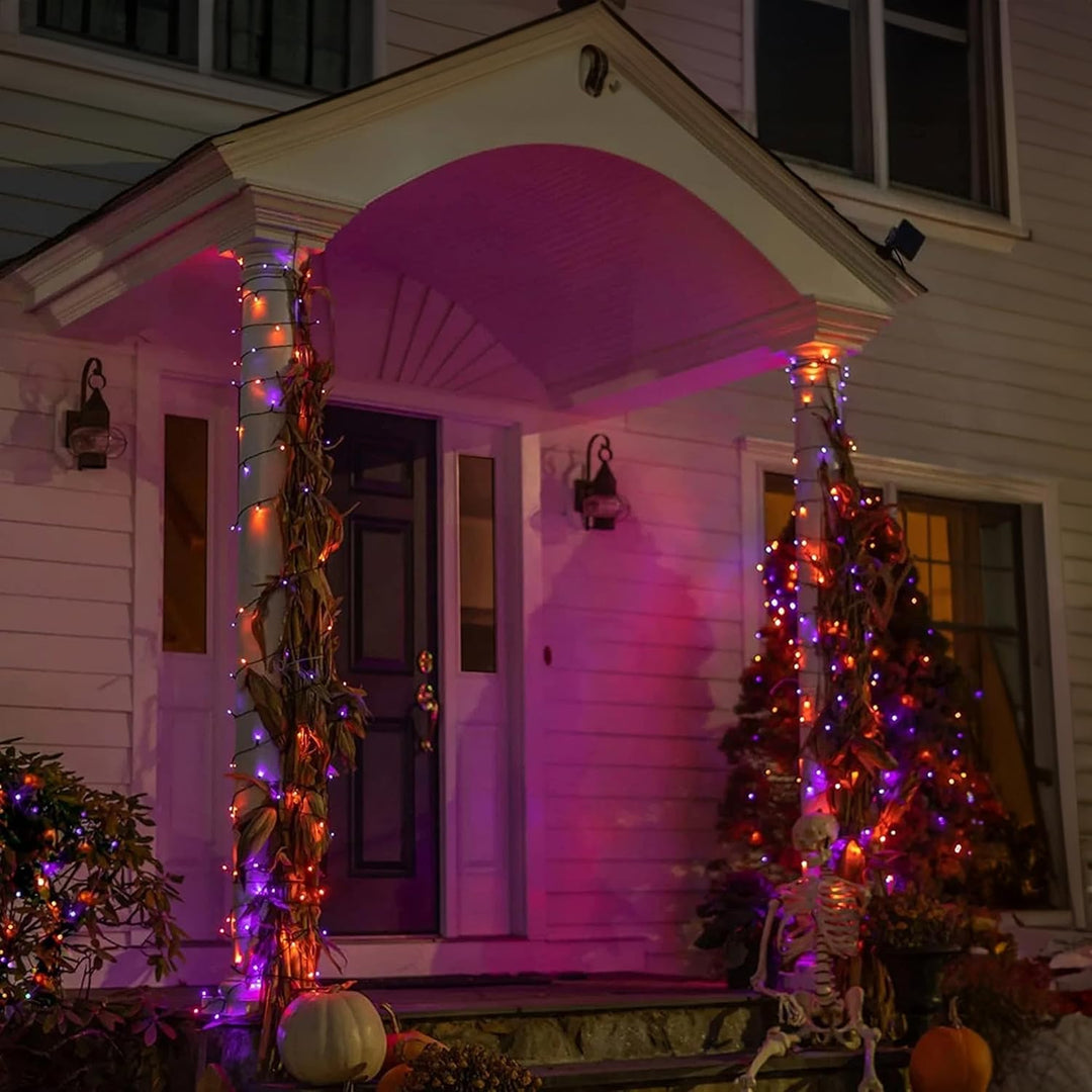 Skanto | Halloween LED Lyslenke – Lilla og Oransje Fejlampker til Utendørs Terrasse, Hage, Gate, Hjem, Jul og Festdekorasjon