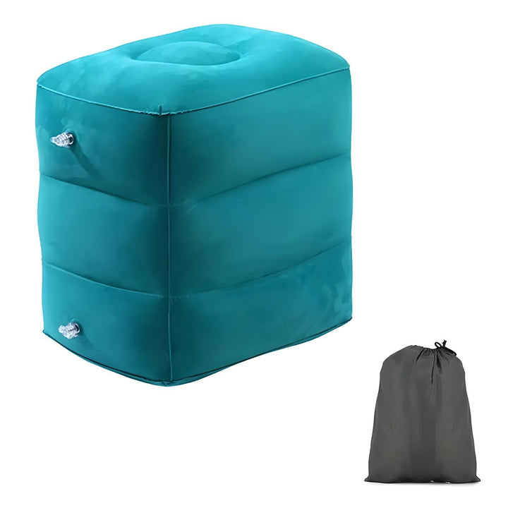 Skanto | Oppblåsbar Reisefotstøtte | Ergonomisk, Justerbar Høyde & Kompakt for Fly, Tog, Busser & Kontorbruk