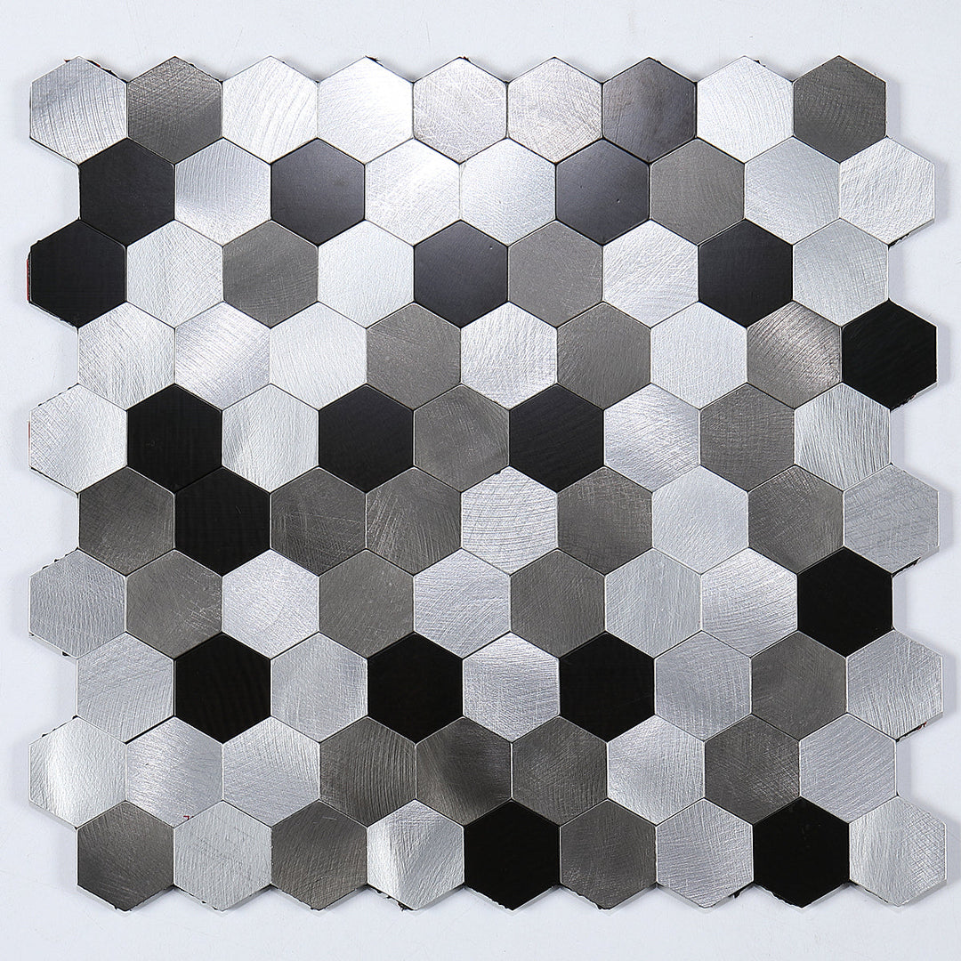 Moderne Peel & Stick metallmosaikkflis sekskant Peel & Stick T-baneflis