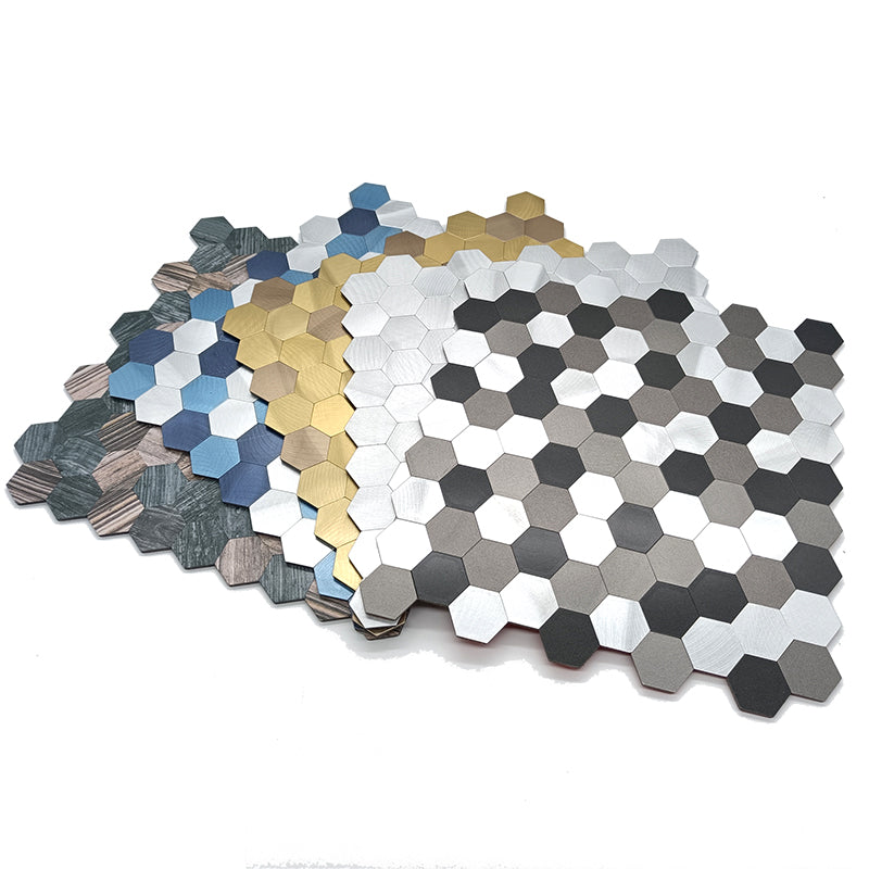 Moderne Peel & Stick metallmosaikkflis sekskant Peel & Stick T-baneflis