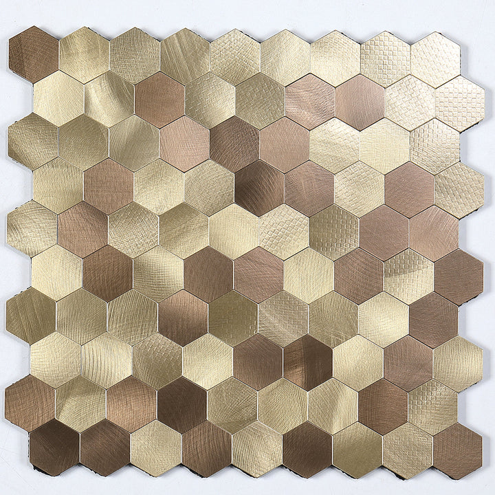 Moderne Peel & Stick metallmosaikkflis sekskant Peel & Stick T-baneflis
