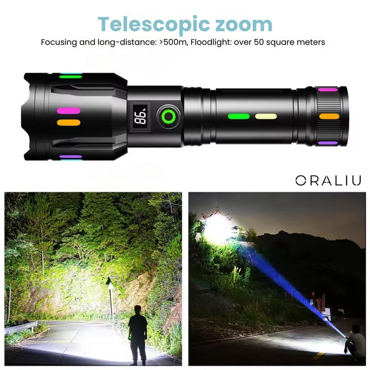Skanto | Militært LED-lommelykt – Oppladbar – 9000 Lumen