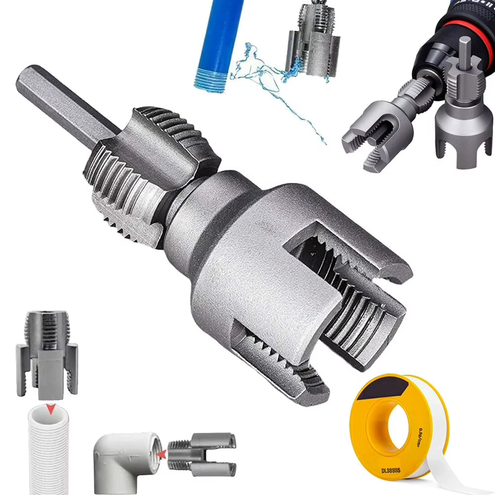 Pipe Thread Reamer & Edge Cutter Drill Attachment Tool | Skanto