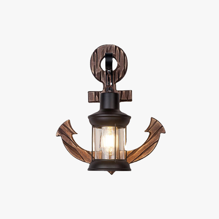 Skanto | Rustikk Tre Anker Vegglampe med Lantern