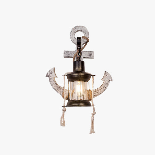Skanto | Rustikk Tre Anker Vegglampe med Lantern