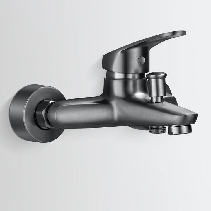 Solid badekarkran med hånddusj, slange, spakhåndtak, veggmontert, 2 hull, badekarpåfyllingsventil