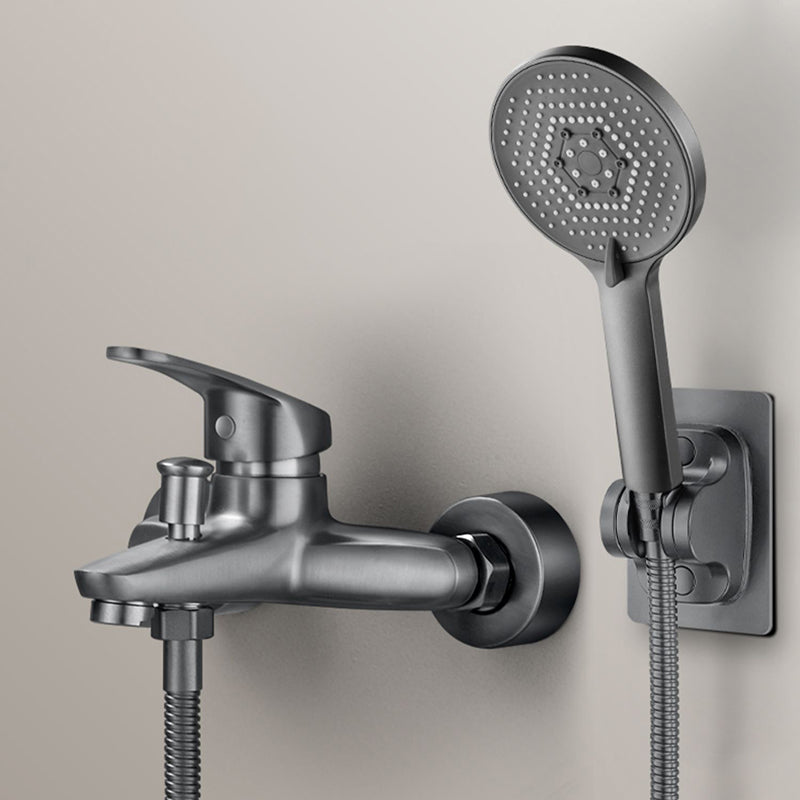 Solid badekarkran med hånddusj, slange, spakhåndtak, veggmontert, 2 hull, badekarpåfyllingsventil