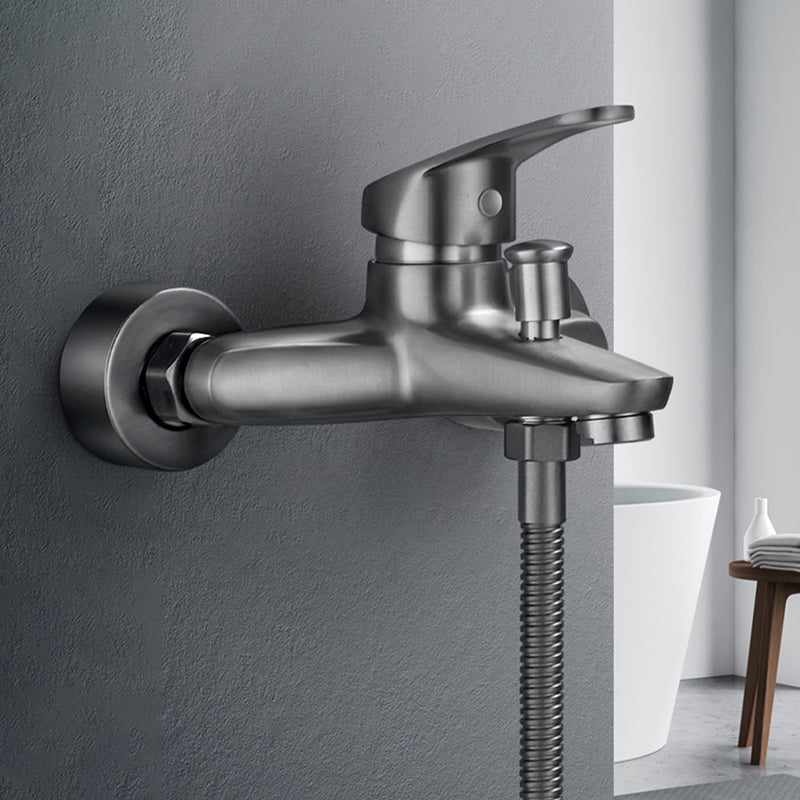 Solid badekarkran med hånddusj, slange, spakhåndtak, veggmontert, 2 hull, badekarpåfyllingsventil