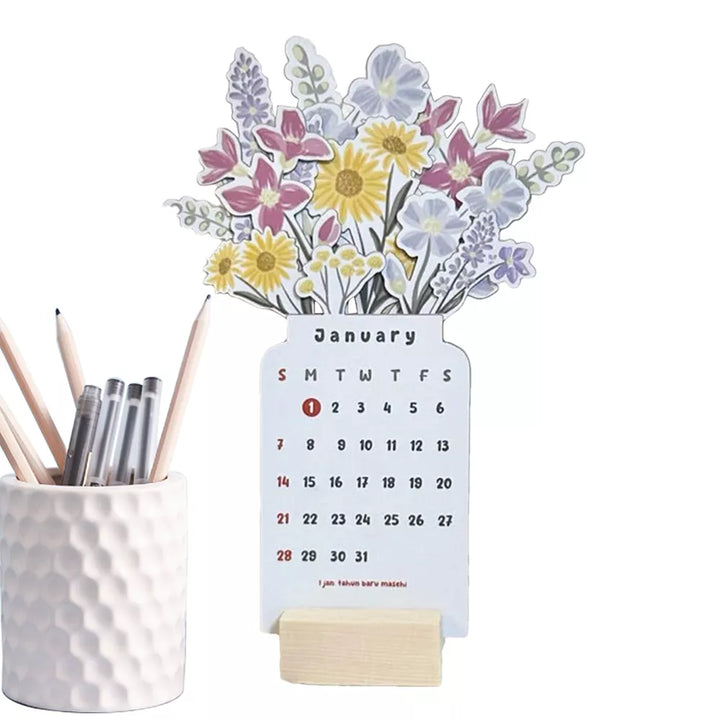 Skanto | 2025 Bloomy Flowers Skrivebords kalender Dekorativ & Funksjonell Planlegger