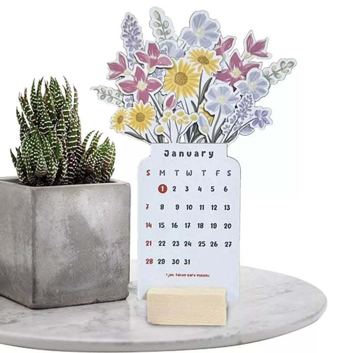 Skanto | 2025 Bloomy Flowers Skrivebords kalender Dekorativ & Funksjonell Planlegger