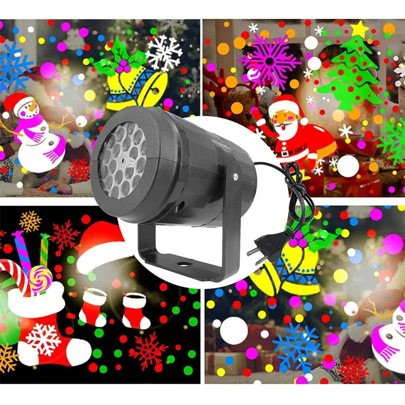 Skanto | LED Juleprojektor Snøfnugg Lys Show – Vanntett Utendørs Lampe med 16 Mønstre