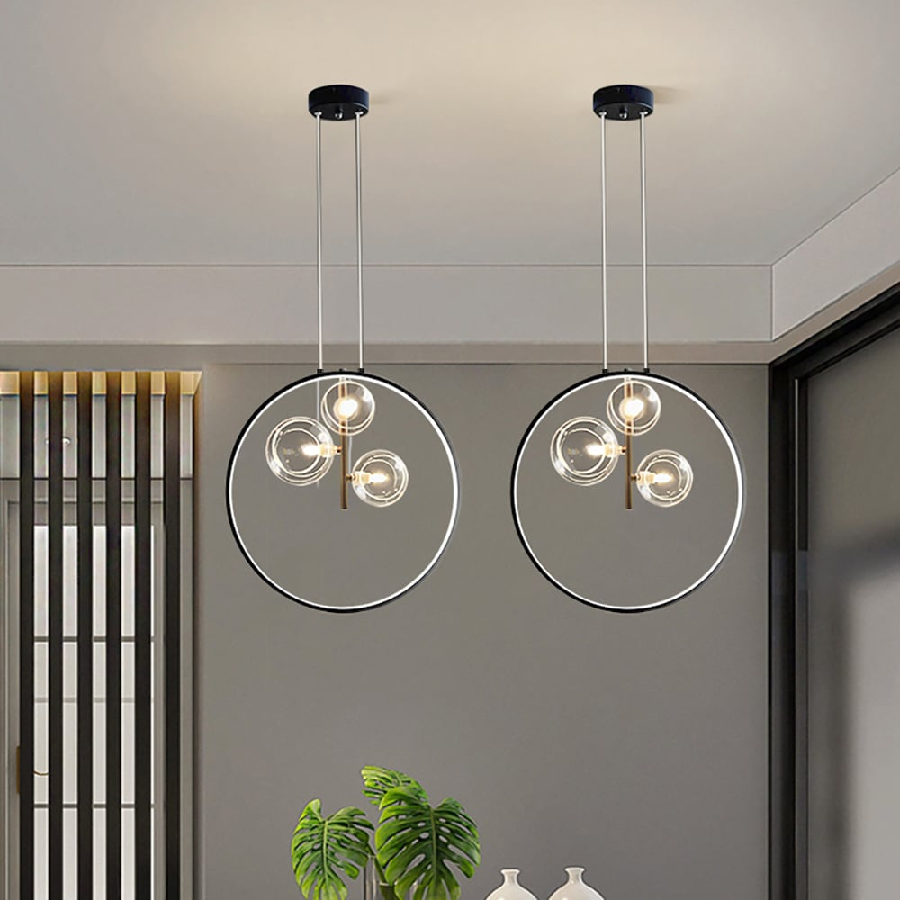 Skanto | Minimalistisk Glass Ball Pendellampe Svart