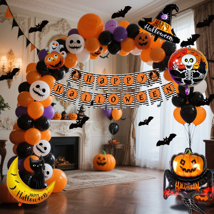 Skanto | Halloween Ballongssett – Svart Oransje Lilla med Gresskartrykk