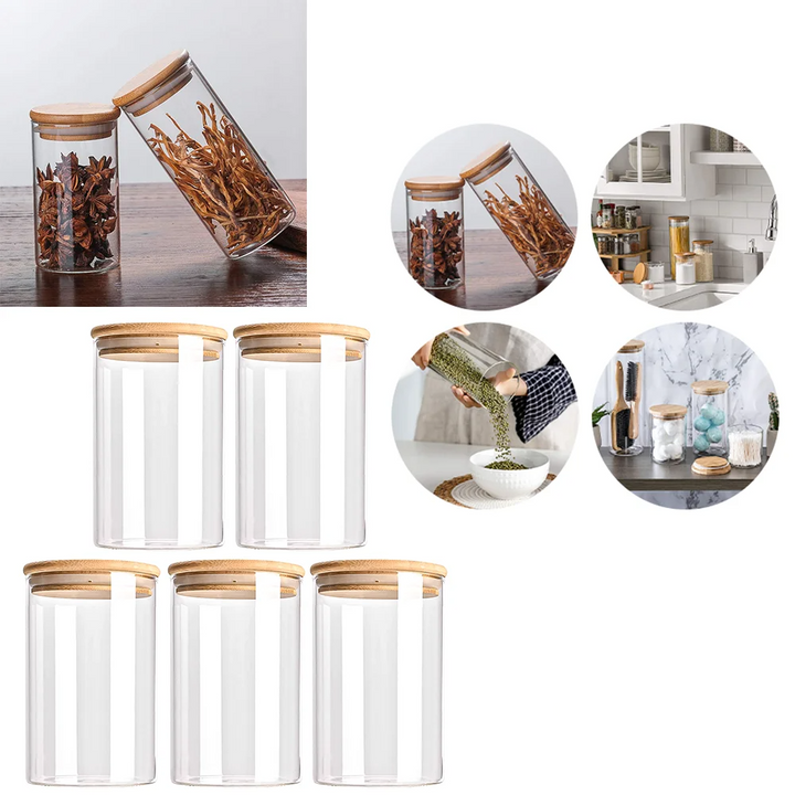 PureVorrat Glass Container Set – Oppbevaringskrukker med Trellokk | Tett og Stilfull | Moderne Kjøkkenoppbevaring | Skanto