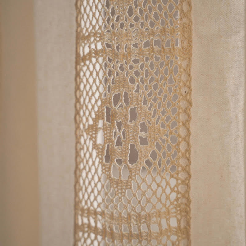 Beige Splicing Hollow-Out Lysfiltrerende Gardinsett | Skanto