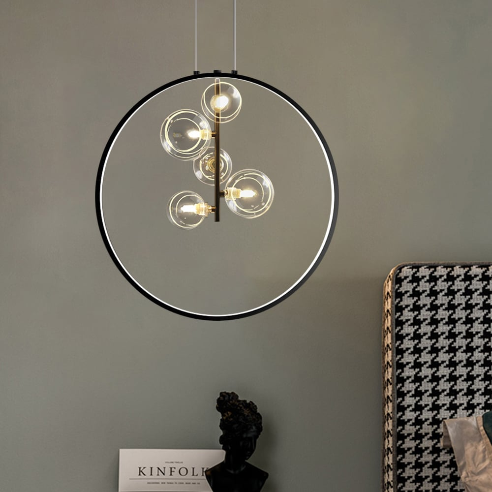 Skanto | LumoGlobe – Minimalistisk svart pendellampe med glass LED-globe
