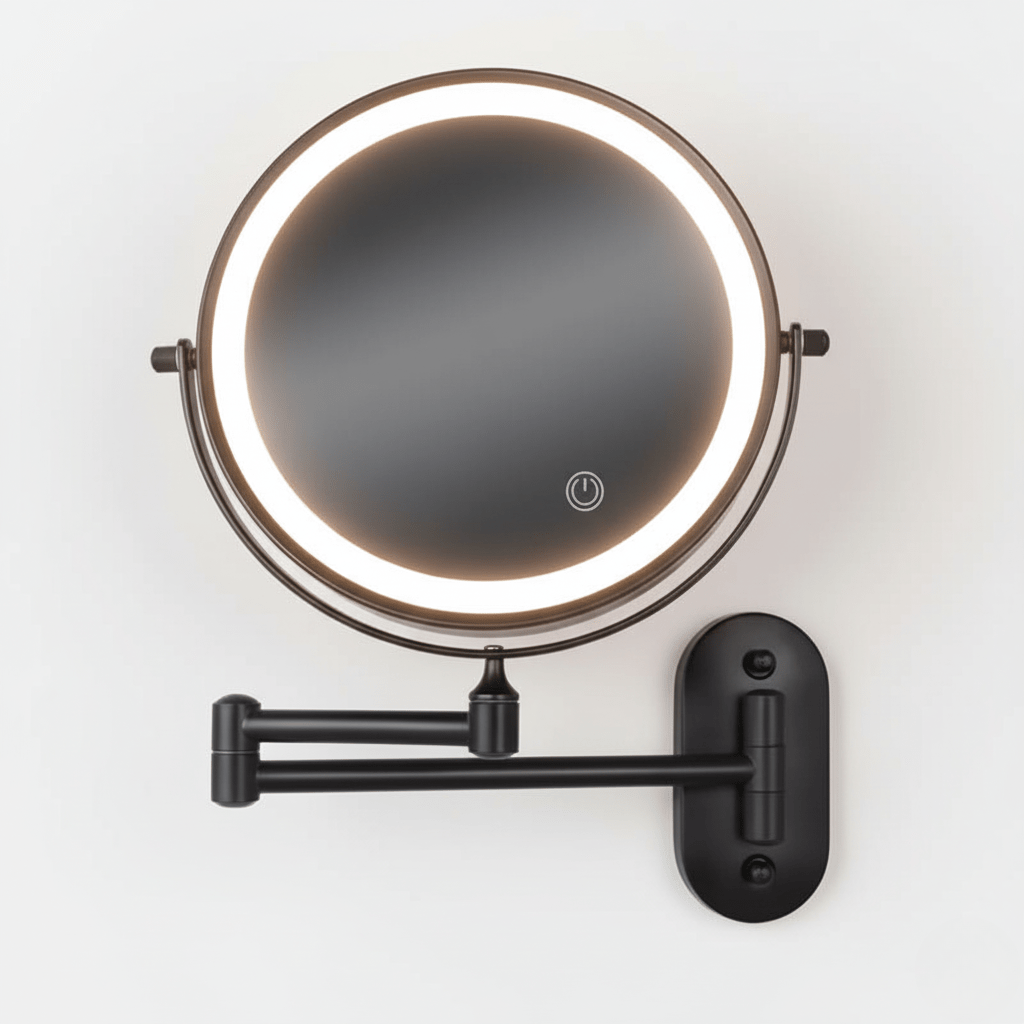 Skanto | LED forstørrelsesspeil med justerbart lys og oppladbart batteri