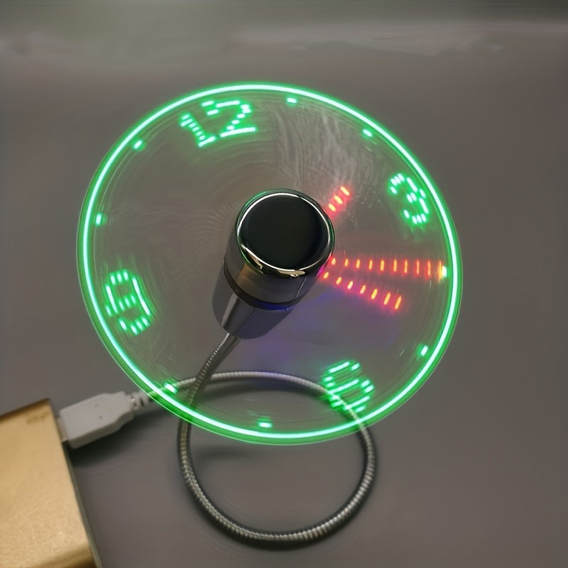 USB skrivebordsvifte med LED klokkevisning | Skanto