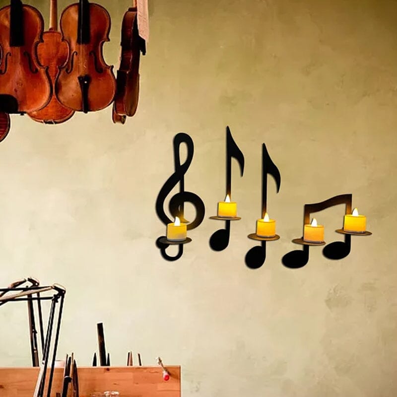 Skanto | Svart Musikknoter Vegglampe