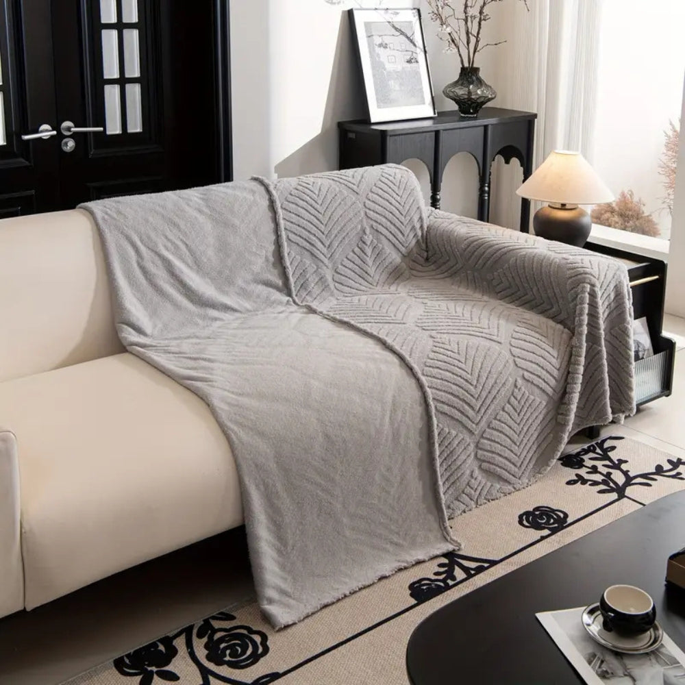 Skanto | Herringbone Leaf Design Fleece Sofa Cover