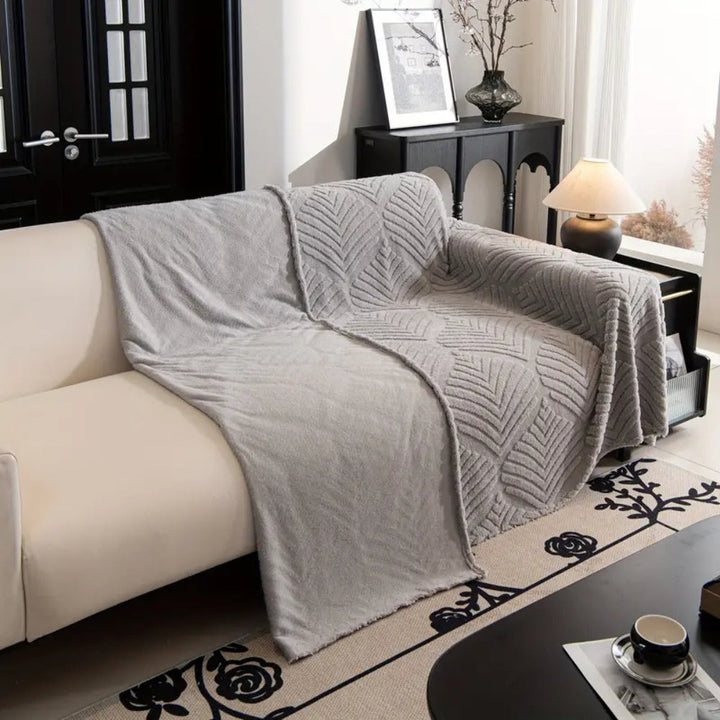 Skanto | Herringbone Leaf Design Fleece Sofa Cover