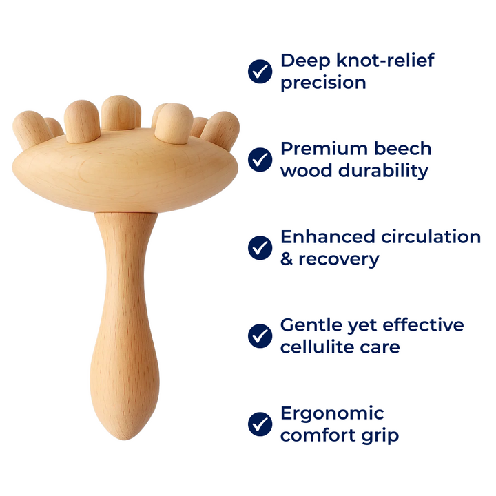 Knot-Relief Booster – Holdbart Bøkefat – Forbedrer Sirkulasjon – Skånsom Cellulitebehandling – Hjemme Avslapningsbolle