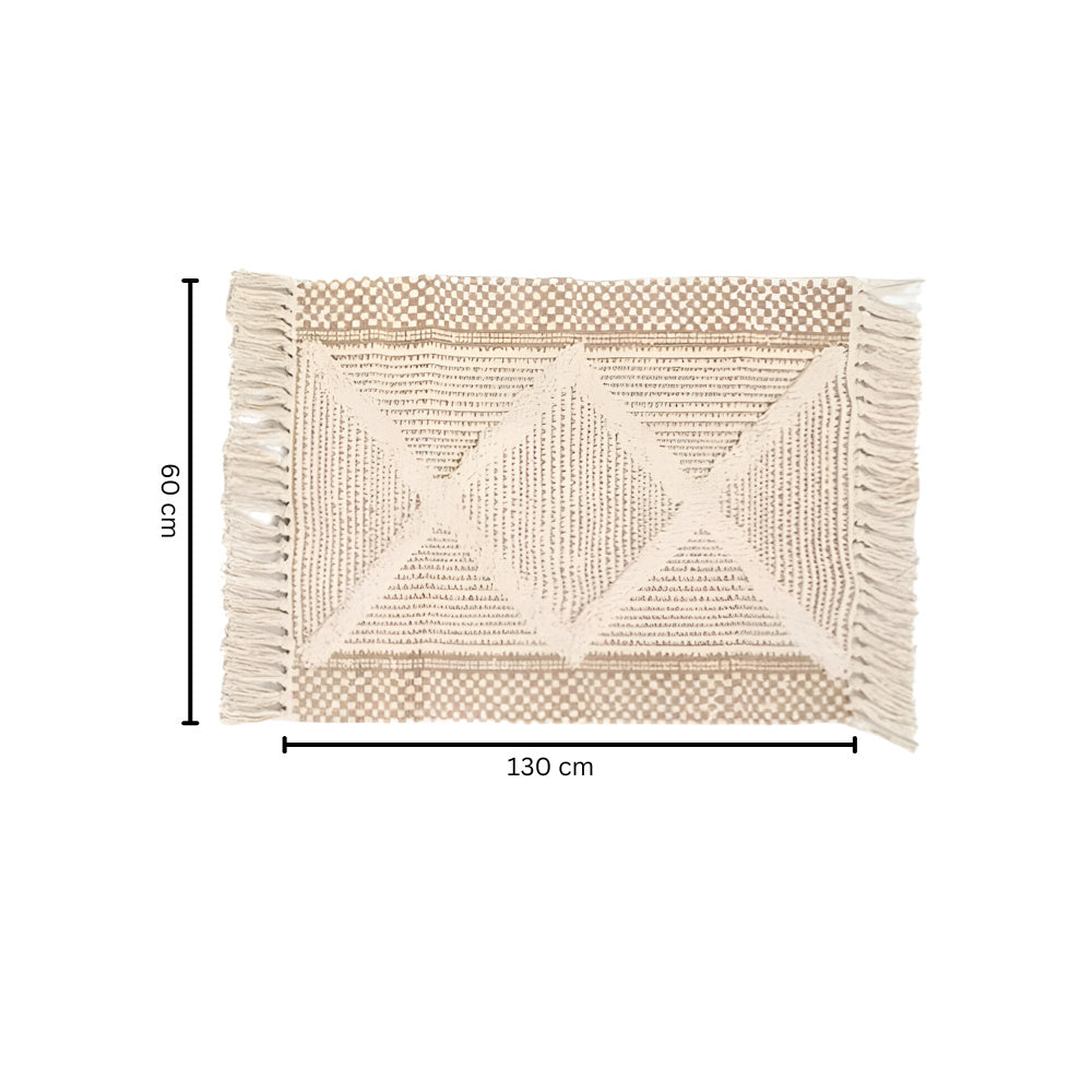 Skanto | Beige Teksturert Frynse Pledd Teppete
