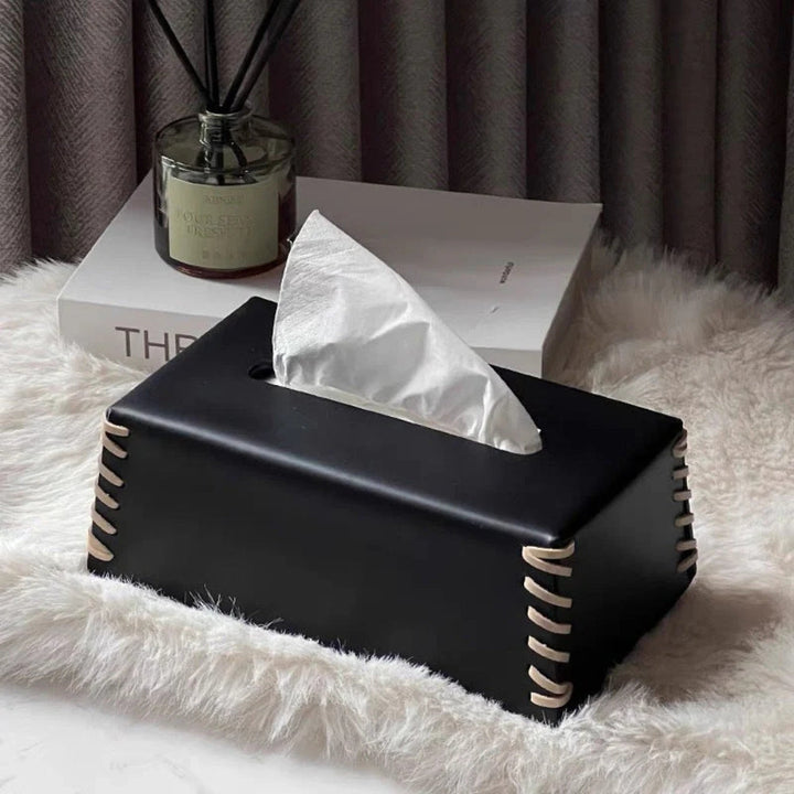 Skanto | Stitched Leather Tissue Box Holder