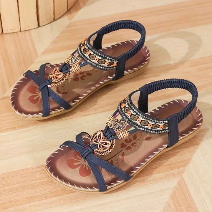 Zeyla – Boho Strass-sommerfugl-flate sandaler