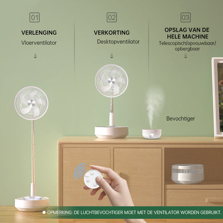 Portae Rechargeae Teleskope-Ventilator med støyfri design og justerbar høyde
