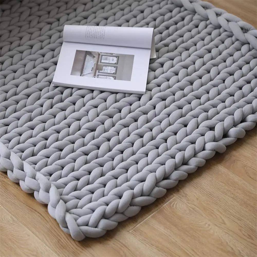 Chunky Knit Throw Håndlaget Vektet Teppe - SUPER KOSY & BEROLIGENDE TEPPE Skanto