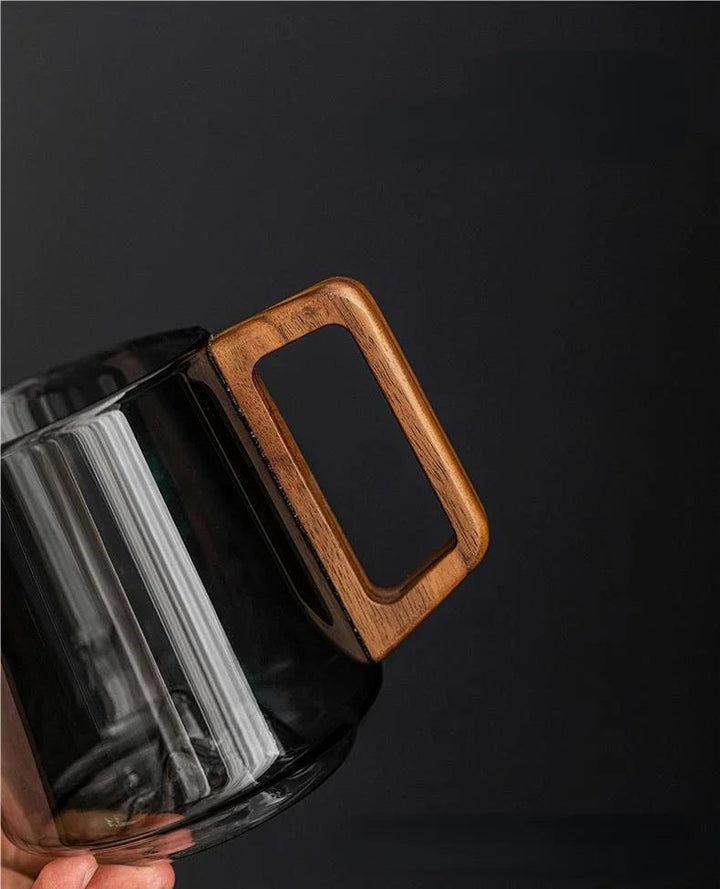WoodGrip Glass Mug 400 ml med Trehåndtak for Varme og Kalde | Skanto