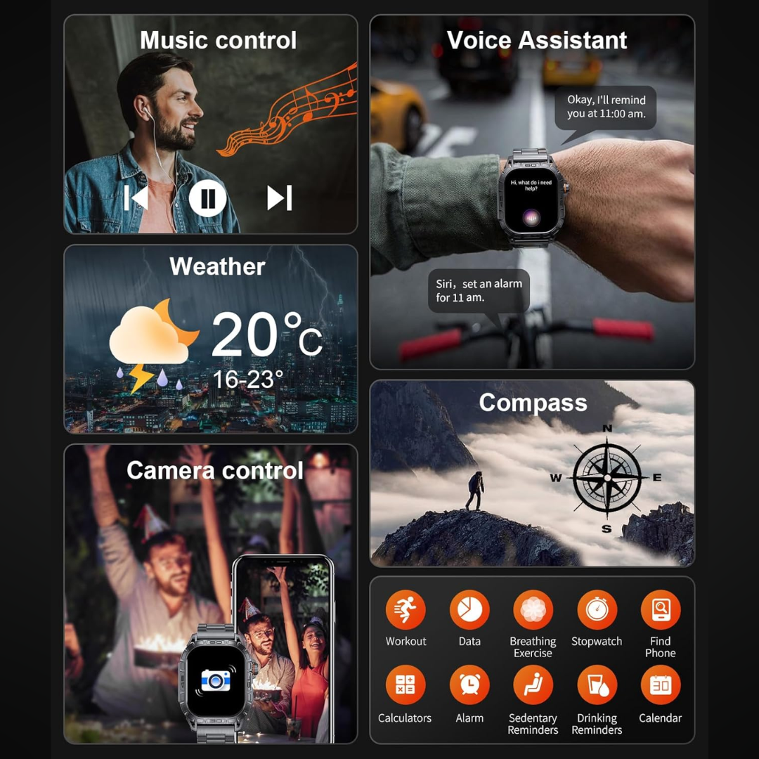 Slitesterk Smartwatch – Vanntett beskyttelse med militærgrad holdbarhet Skanto