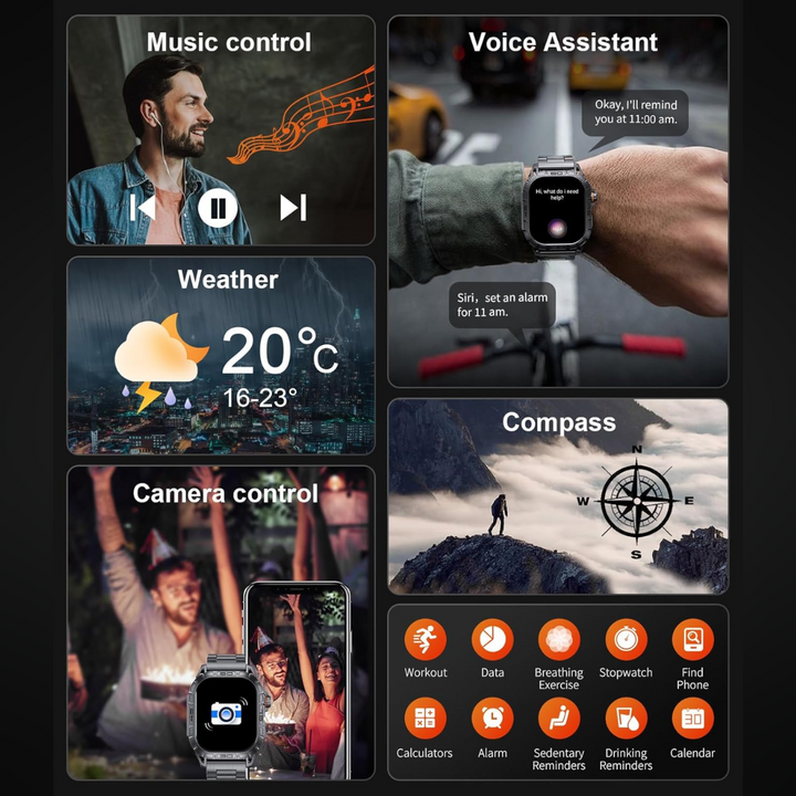 Slitesterk Smartwatch – Vanntett beskyttelse med militærgrad holdbarhet Skanto