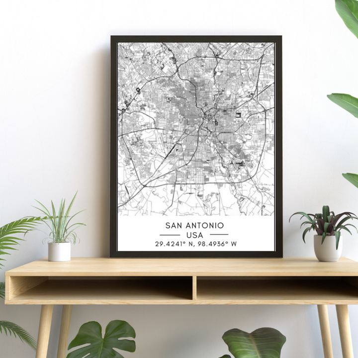 Kart over San Antonio – Lerretbilde