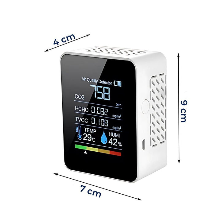 AirSense Pro CO2 Karbondioksidmåler Luftkvalitetsdetektor | Sanntidsvarsler - Luftkvalitetsmåler - for Rent Luft Skanto
