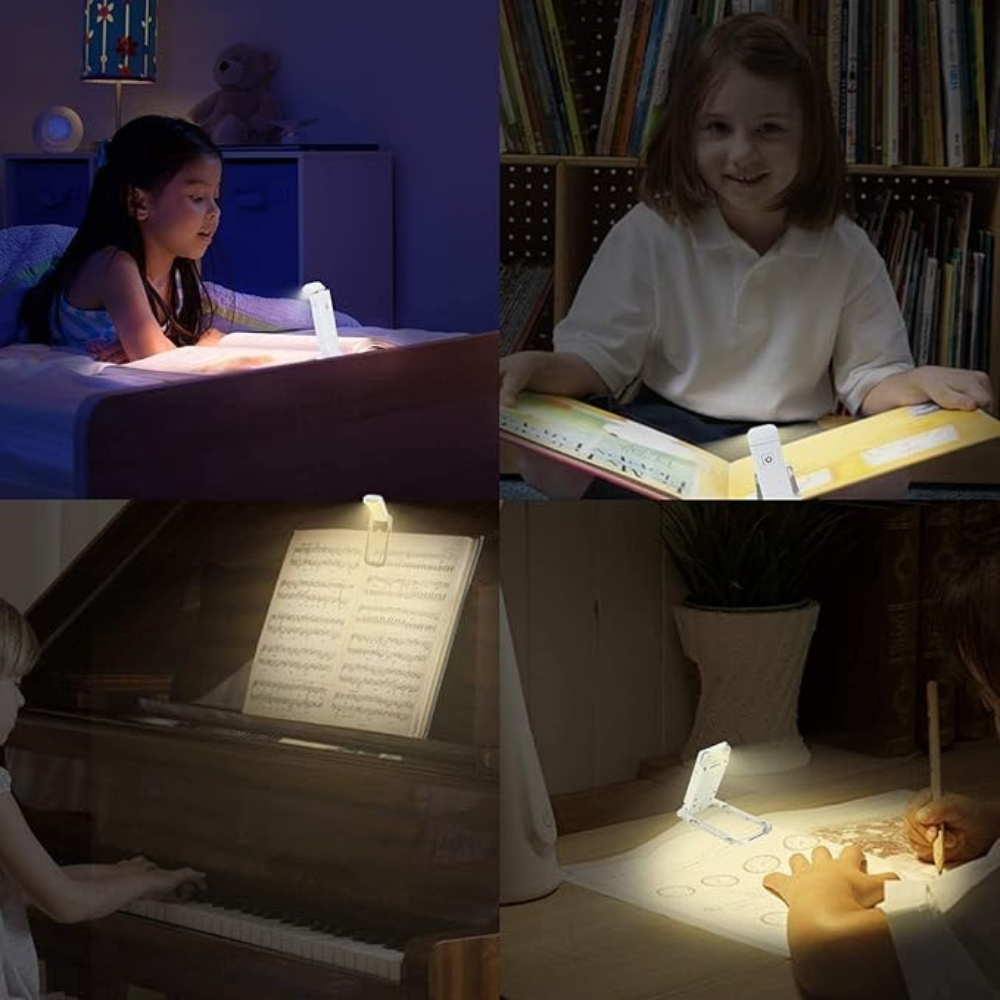 Skanto | Bokleselys - Justerbart LED klipslys med oppladbart batteri, USB-drevet for lesing i sengen, best for bokorme og barn