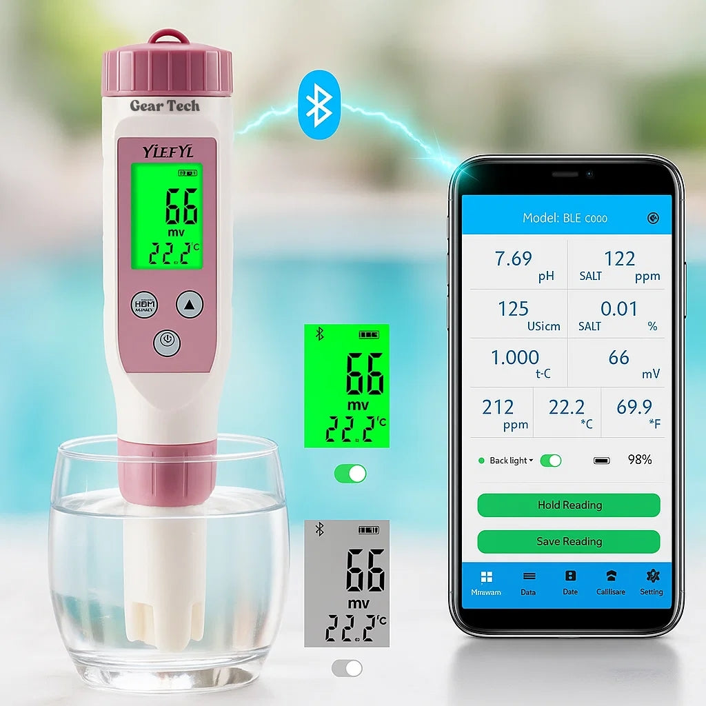 Skanto | Digital Pool Tester – Målingsapparat for pH og klor for enkel pH-måling i svømmevann