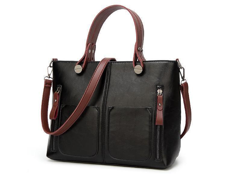 Cera - Dobbel Frontlomme Vintage Tote Håndveske | Skanto