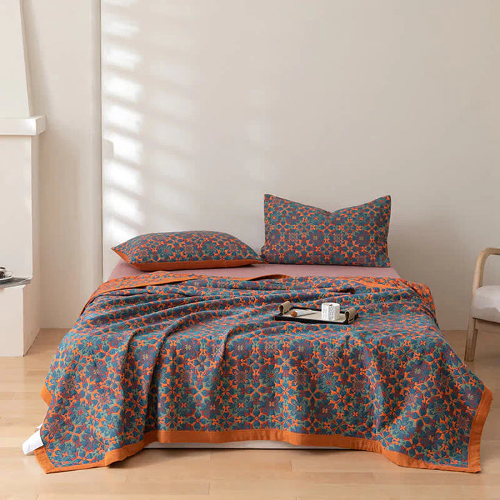 Skanto | Orange & Blå Mønster Seks-lags Bomullsteppe - TerraLoom